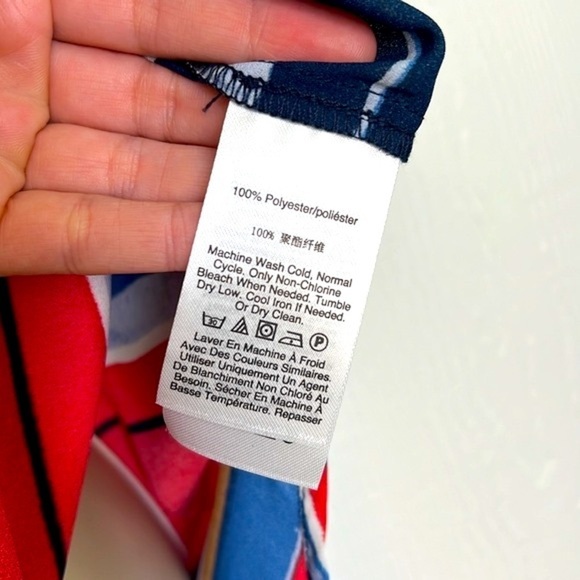 DKNY - Colorful Striped Crewneck Split Flutter Short Sleeve Blouse Size P Xl - Picture 6 of 10